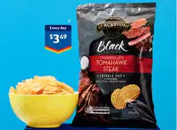 ALDI Blackstone gourmet snack co. black edition chargrilled tomahawk steak flavoured deli style chips offer
