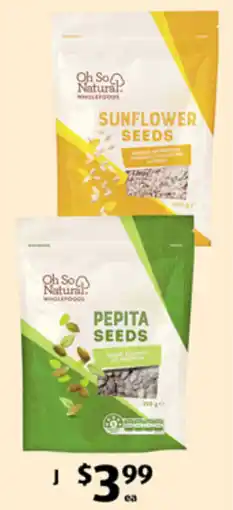 ALDI Oh so natural wholefoods pepita seeds or sunflower seeds offer