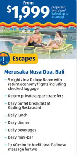 ALDI Merusaka Nusa Dua, Bali offer