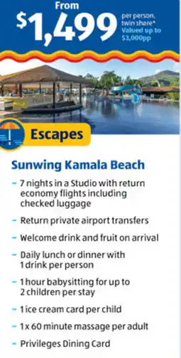 ALDI Sunwing kamala beach offer
