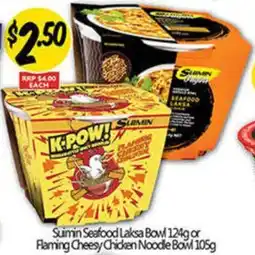 NQR Suimin seafood laksa bowl or flaming cheesy chicken noodle bowl offer