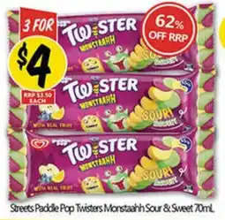 NQR Streets paddle pop twisters monstaahh sour & sweet offer
