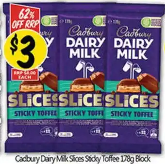 Cadbury dairy milk slices sticky toffee block