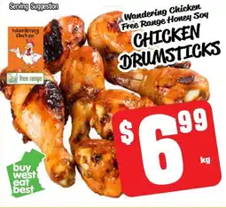 Farmer Jack's Wandering chicken free range honey soy chicken drumsticks offer