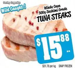 Farmer Jack's Windy cape 500g sashimi grade tuna steaks offer