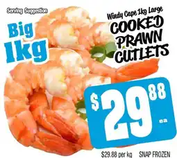 Farmer Jack's Windy cape large cooked prawn cutlets offer