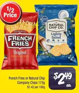 Farmer Jack's French fries or natural chip company chips offer