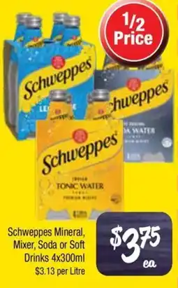 Farmer Jack's Schweppes mineral, mixer, soda or soft drinks offer