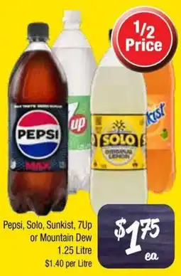 Farmer Jack's Pepsi, solo, sunkist, 7up or mountain dew offer