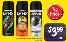 Farmer Jack's Lynx antiperspirant deodorant or body spray offer