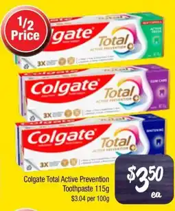 Farmer Jack's Colgate total active prevention toothpaste offer