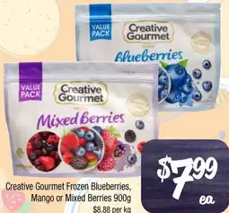 Farmer Jack's Creative gourmet frozen blueberries, mango or mixed berries offer
