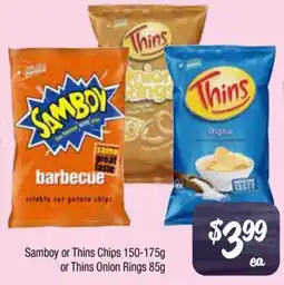 Farmer Jack's Samboy or thins chips or thins onion rings offer
