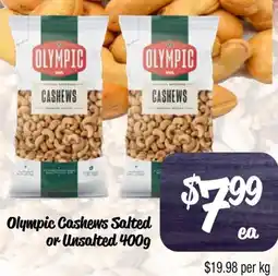 Farmer Jack's Olympic cashews salted or unsalted offer