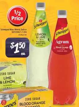 Farmer Jack's Schweppes Mixer, Mineral, Soda or Soft Drinks offer