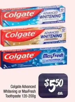 Farmer Jack's Colgate Advanced Whitening or MaxFresh Toothpaste offer