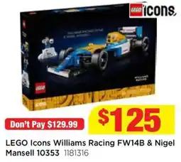 Mr Toys LEGO Icons Williams Racing FW14B & Nigel Mansell 10353 offer
