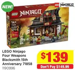 Mr Toys Lego ninjago four weapons blacksmith 15th anniversary offer