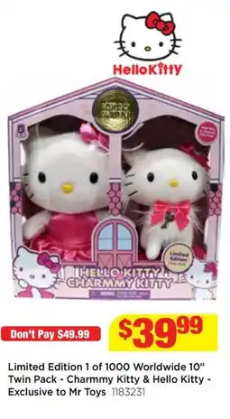 Mr Toys Limited edition 1 of 1000 worldwide twin pack - charmmy kitty & hello kitty - exclusive to mr toys offer
