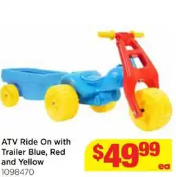 Mr Toys Atv ride on with trailer blue, red and yellow offer