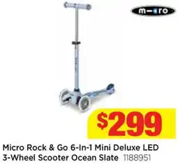 Mr Toys Micro rock & go 6-in-1 mini deluxe led 3-wheel scooter ocean slate offer