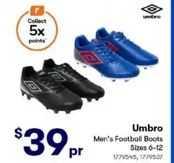 BIG W Umbro men's football boots offer