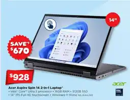 Joyce Mayne Acer aspire spin 14 2-in-1 laptop offer