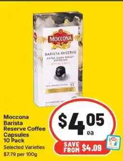 IGA Moccona barista reserve coffee capsules offer