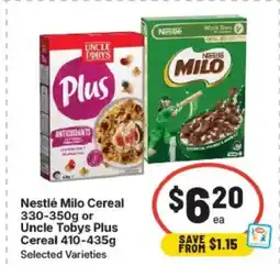 IGA Nestlé milo cereal or uncle tobys plus cereal offer