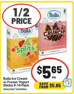 IGA Bulla ice cream or frozen yogurt sticks offer