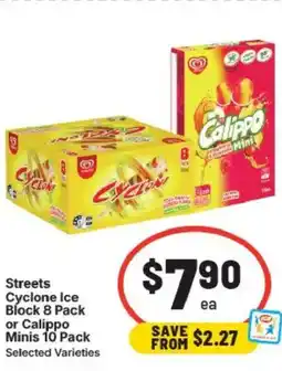 IGA Streets cyclone ice block or calippo minis offer