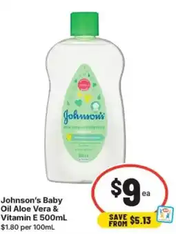 IGA Johnson's baby oil aloe vera & vitamin e offer