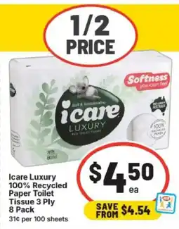 IGA Icare luxury 100% recycled paper toilet tissue offer
