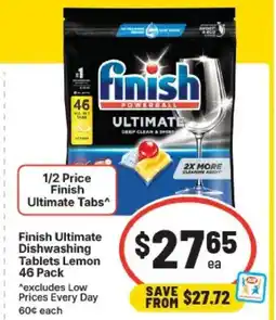 IGA Finish ultimate dishwashing tablets lemon offer