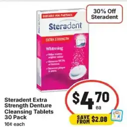 IGA Steradent strength denture cleansing tablets offer