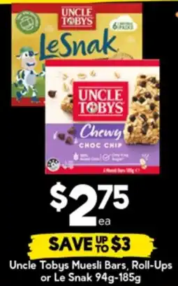 Drakes Uncle Tobys Muesli Bars, Roll-Ups or Le Snak offer