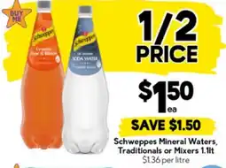 Drakes Schweppes Mineral Waters, Traditionals or Mixers offer