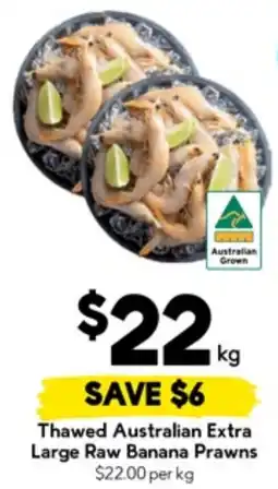 Drakes Thawed Australian Extra Large Raw Banana Prawns offer