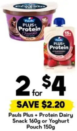 Drakes Pauls Plus + Protein Dairy Snack or Yoghurt Pouch offer