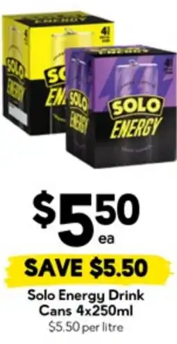 Drakes Solo Energy Drink Cans offer