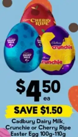 Drakes Cadbury Dairy Milk, Crunchie or Cherry Ripe Easter Egg offer