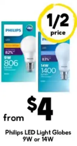 Drakes Philips led light globes 9w or 14w offer