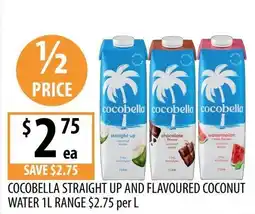 Supabarn Cocobella straight up and flavoured coconut water offer