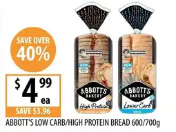 Supabarn Abbott's low carb/high protein bread offer