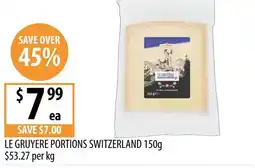 Supabarn Le gruyere portions switzerland offer