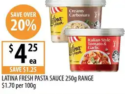 Supabarn Latina fresh pasta sauce range offer