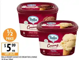 Supabarn Bulla creamy classics ice cream tub range offer