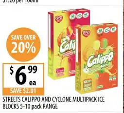 Supabarn Streets calippo and cyclone multipack ice blocks range offer