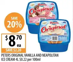 Supabarn Peters original vanilla and neapolitan ice cream offer