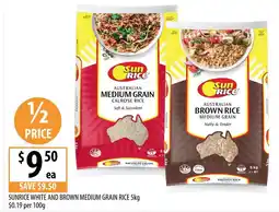 Supabarn Sunrice white and brown medium grain rice offer